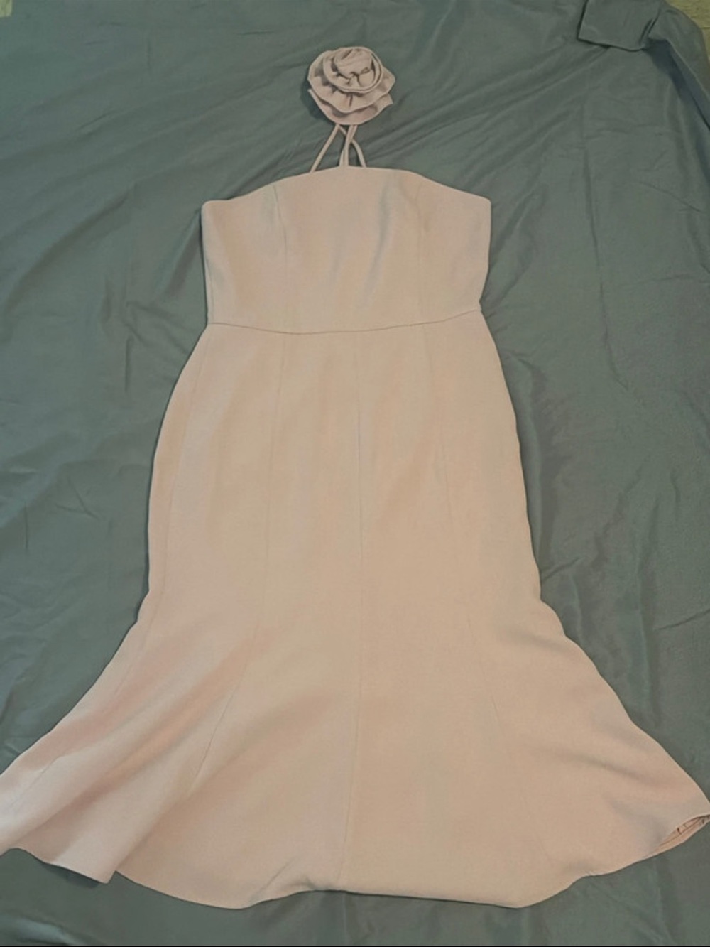 Strapless Floral Accent Women’s Dress in Light Pink